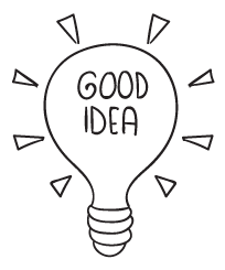 a light bulb with words Good idea.