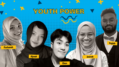 portraits of 5 young Malaysians. Above them is the text "Youth Power".